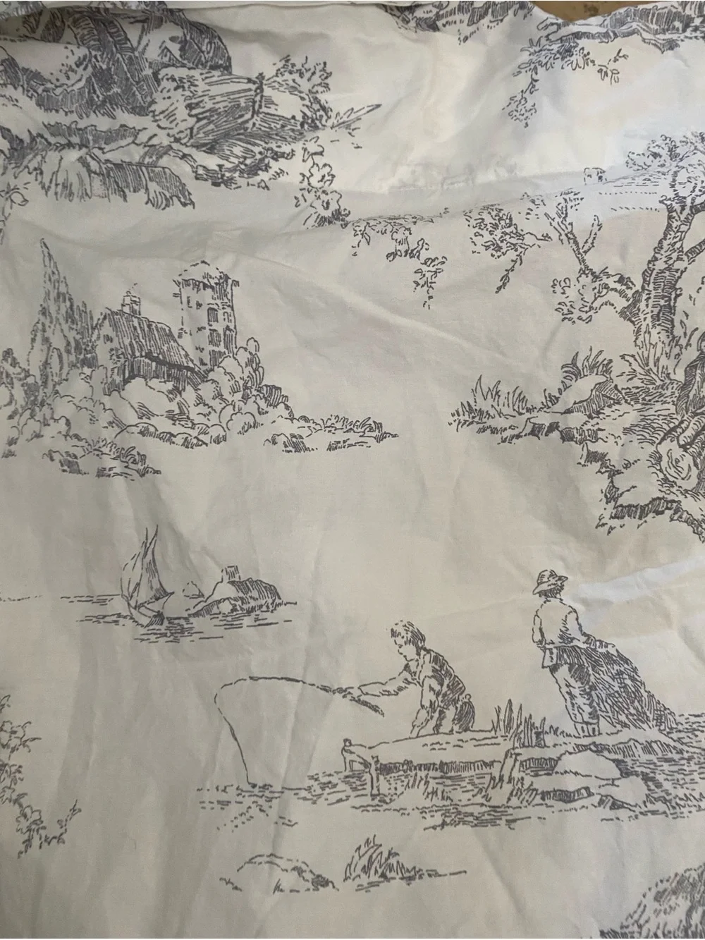 Cabbages & Roses London King Sheet Set Charcoal Grey Country Toile Cottagecore